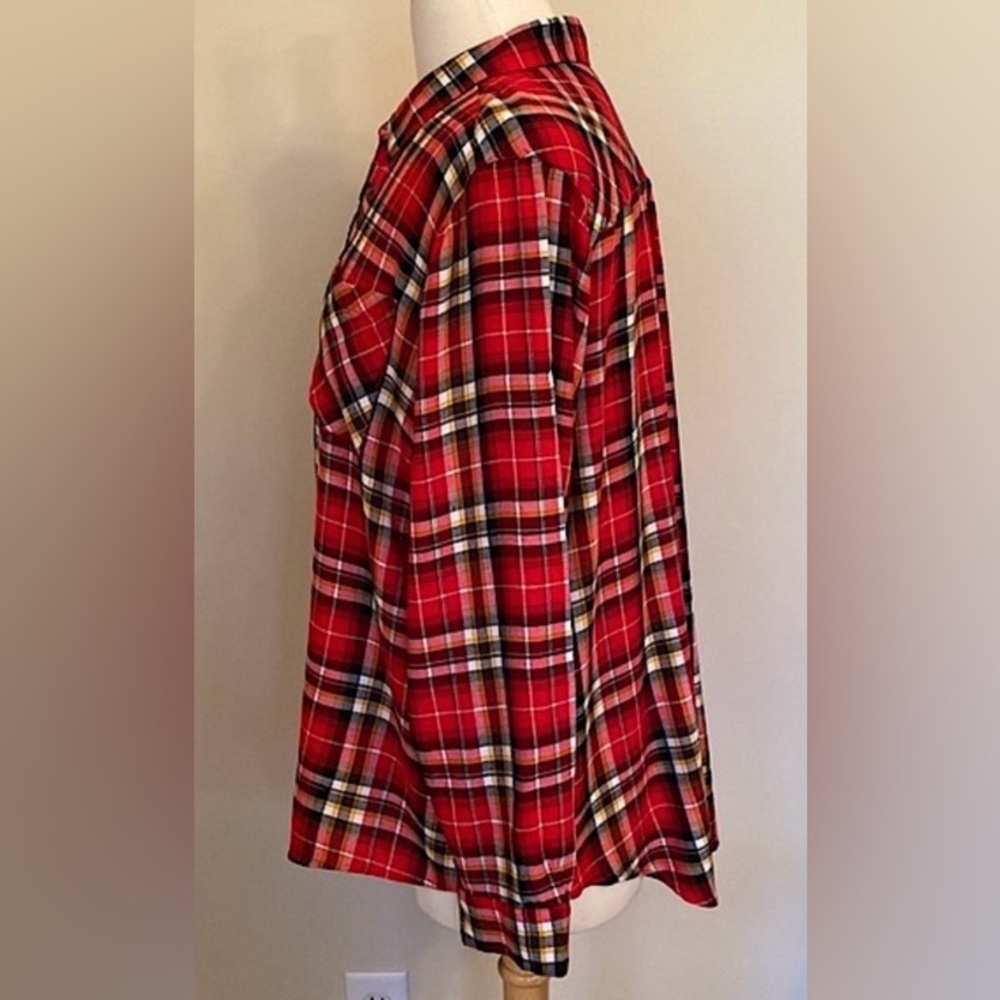 Relativity Red Plaid Button Down Collared Front P… - image 7